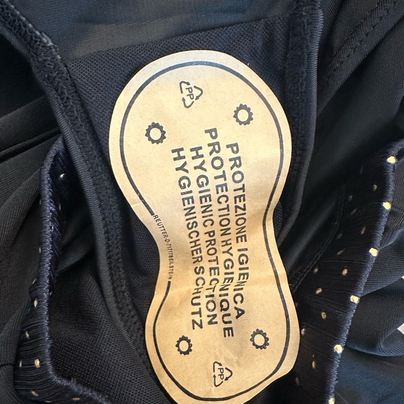 Strappy Black Halter High Thigh Bikini Set Gold Rings Womens Large - Picture 5 of 5